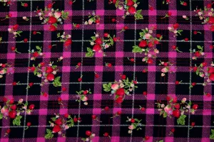 FB: Punk Strawberry Purple Check Patchwork / Craft Fabric