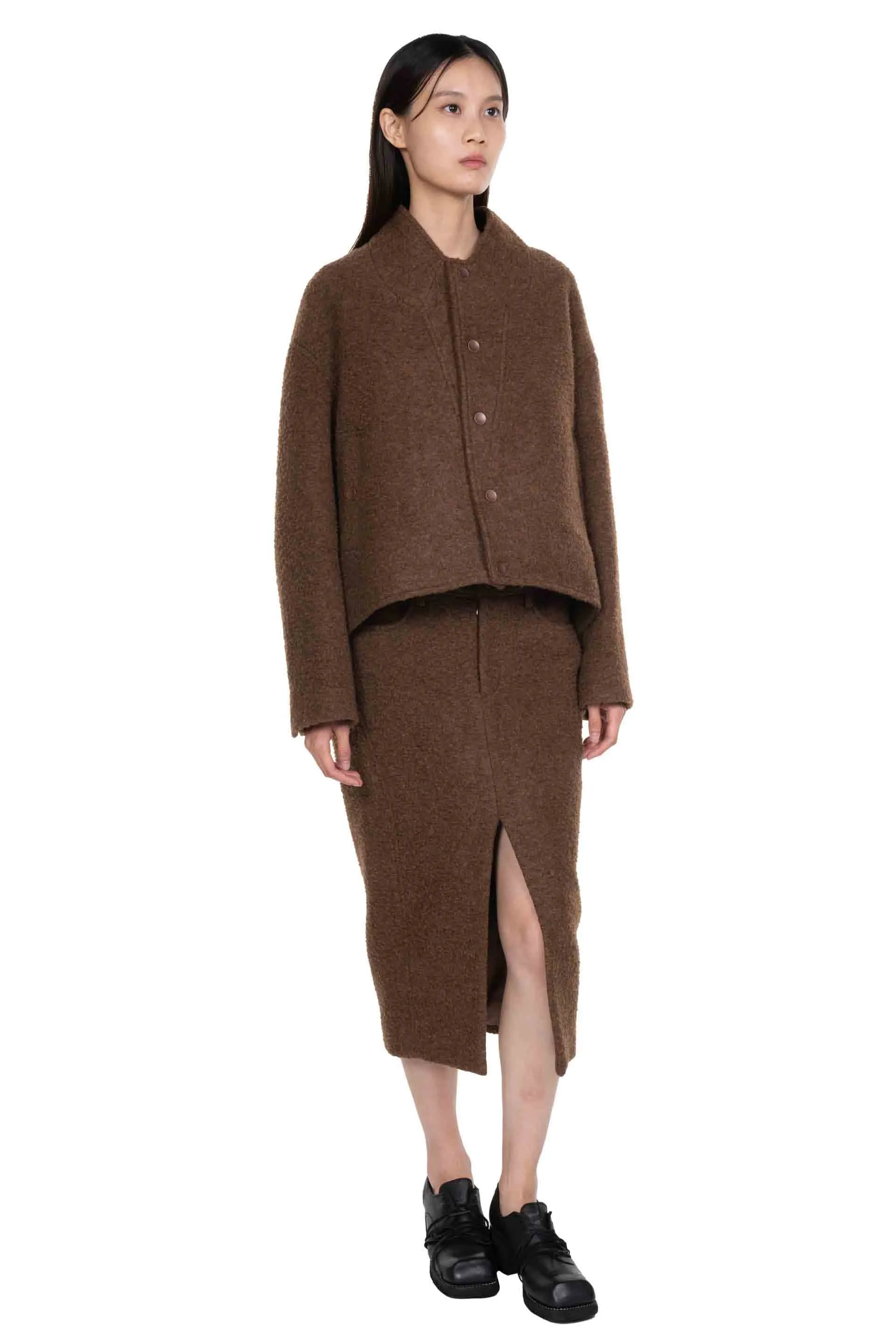 Felt Midi Skirt Umber