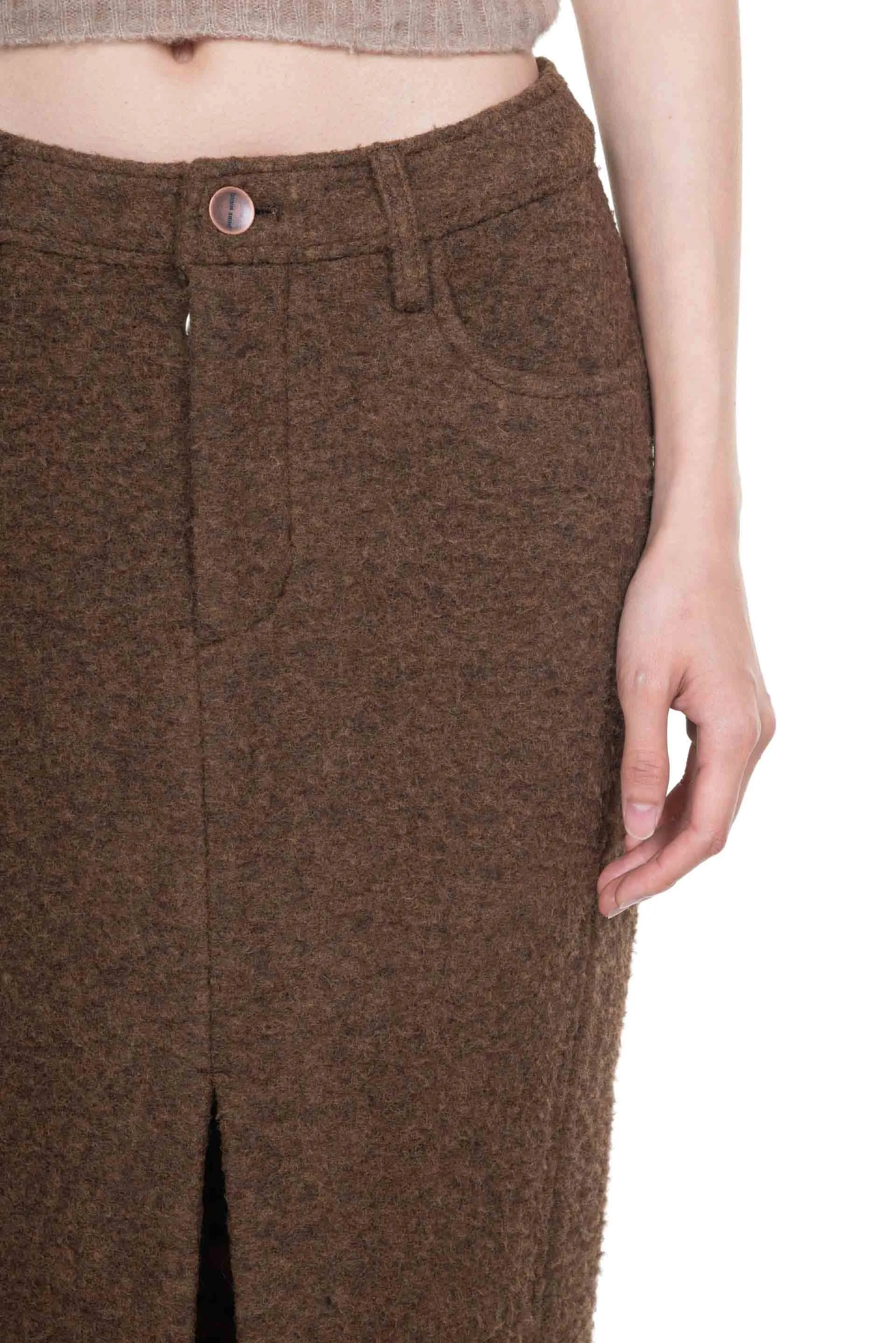 Felt Midi Skirt Umber