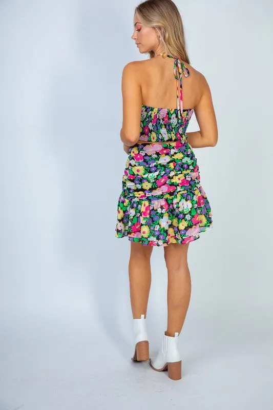 Floral Halter Crop & Skirt Set - Final Sale