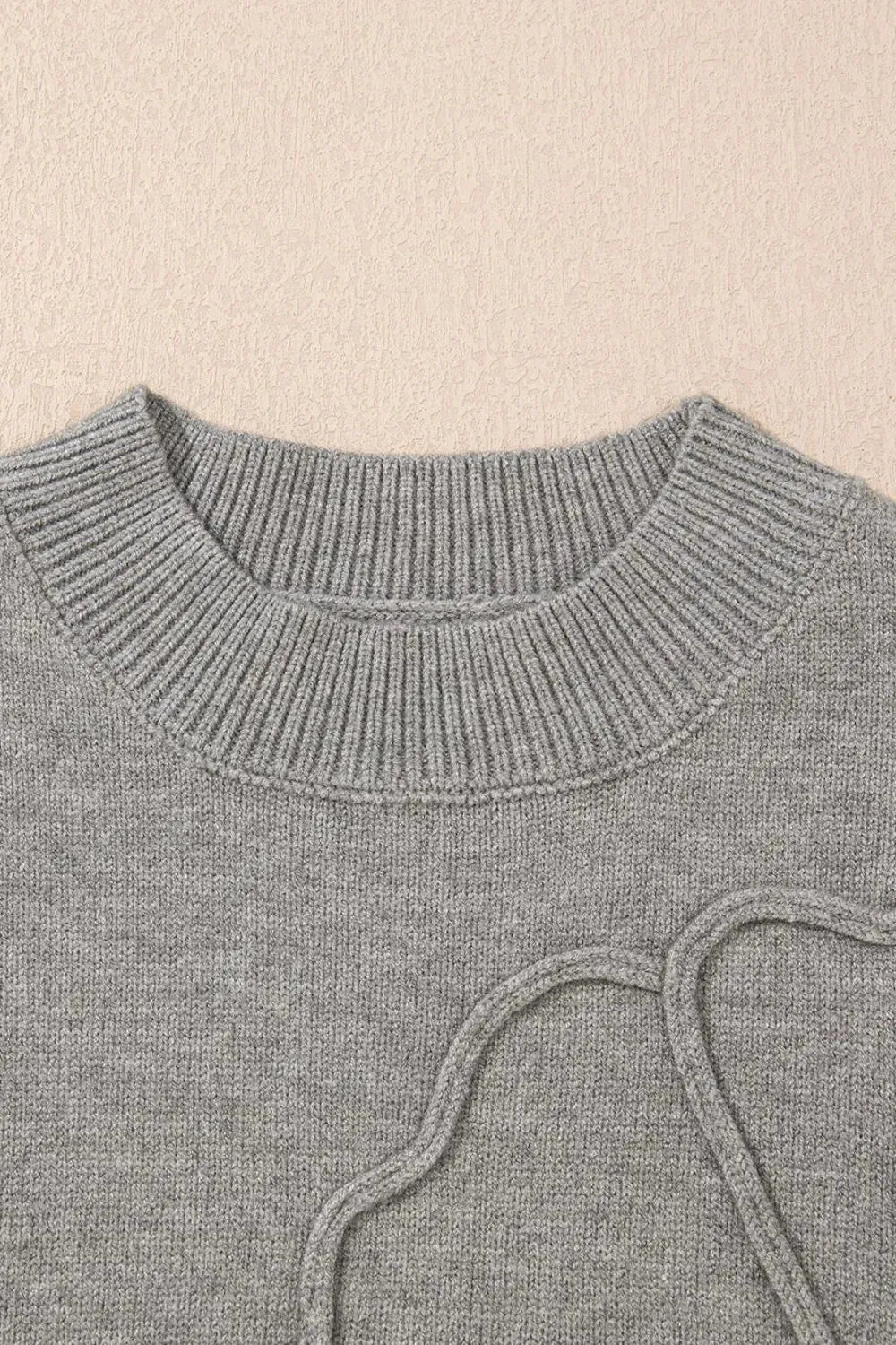 Flower Pattern Ribbed Trim Short Sleeve Boxy Sweater
