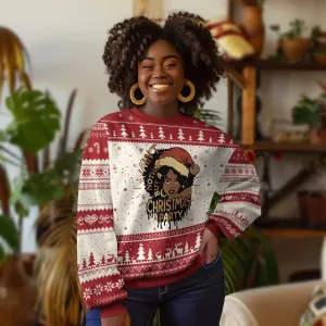 Funny Ain't Nothing But A Xmas Party Ugly Christmas Sweater African American Christmas Santa Black Melanin Girl TS11
