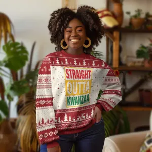 Funny Straight Outta Kwanzaa African American Heritage Xmas Holiday Ugly Christmas Sweater TS11