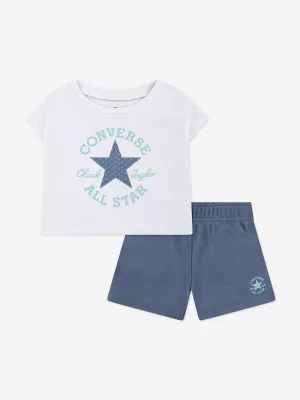 Girls Boxy T-Shirt and Shorts Set in Blue