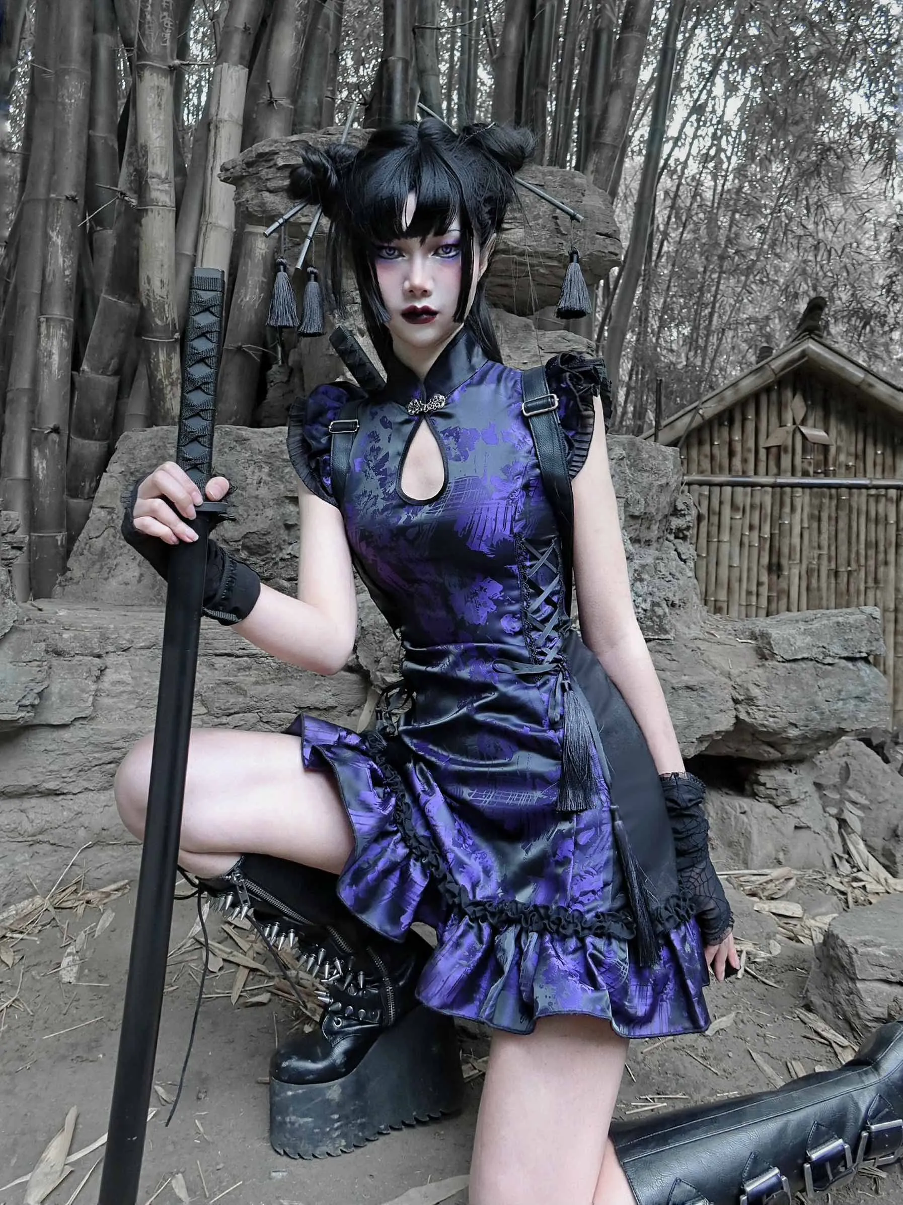Gothic tassel tie cheongsam  KF83778