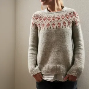 Gray Norwegian knitted sweater for women - Scandinavian winter sweater