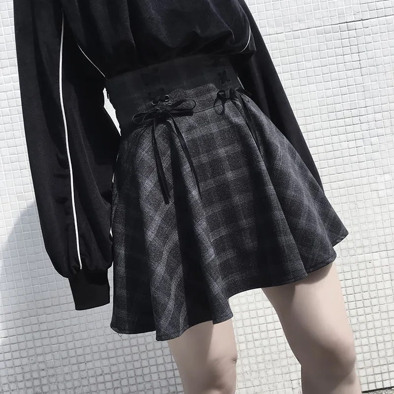 Gray Plaid Skirt  KF83332