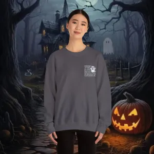 Halloween Unisex Heavy Blend™ This Is Some Boo Shit Typography Embroidered Crewneck Sweatshirt