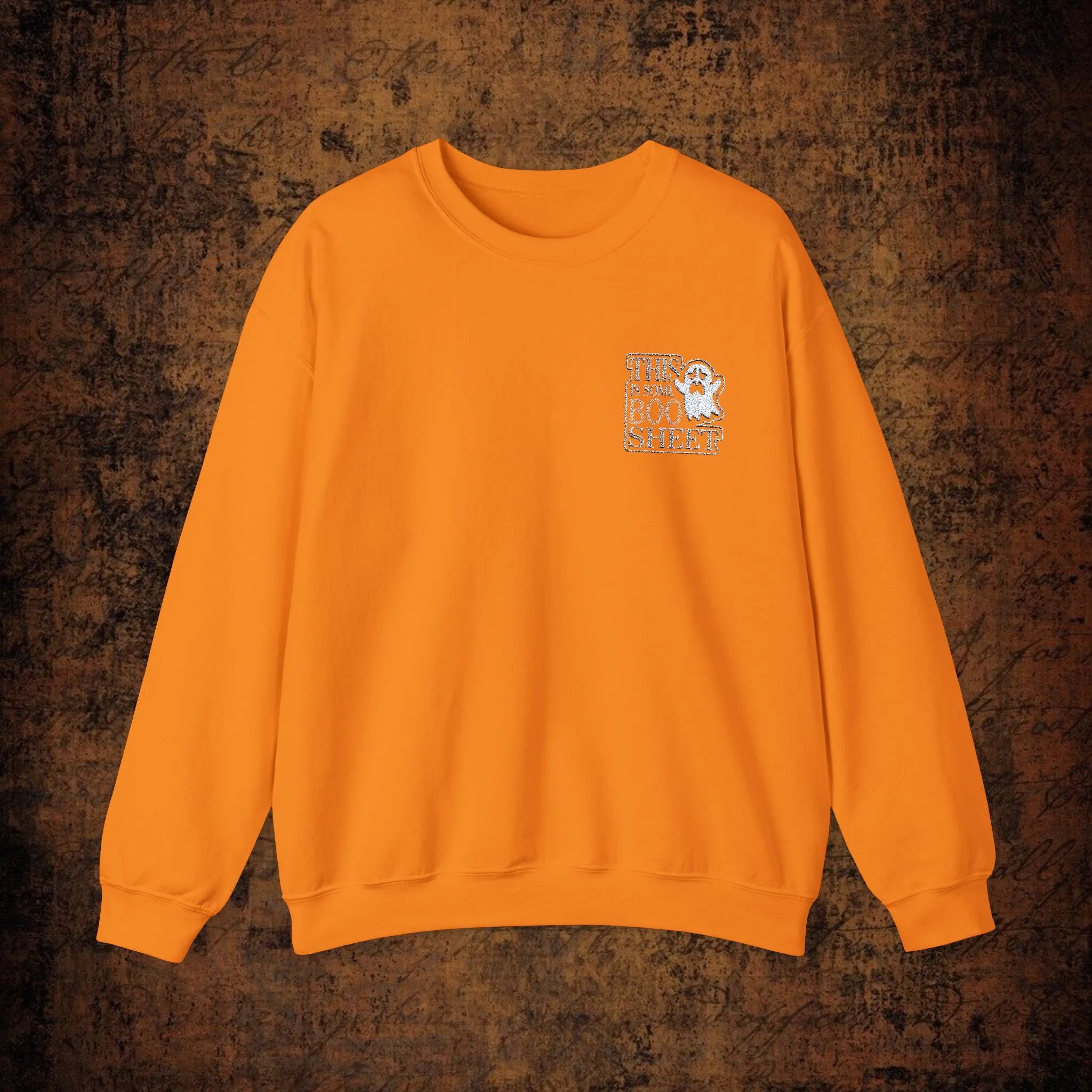 Halloween Unisex Heavy Blend™ This Is Some Boo Shit Typography Embroidered Crewneck Sweatshirt