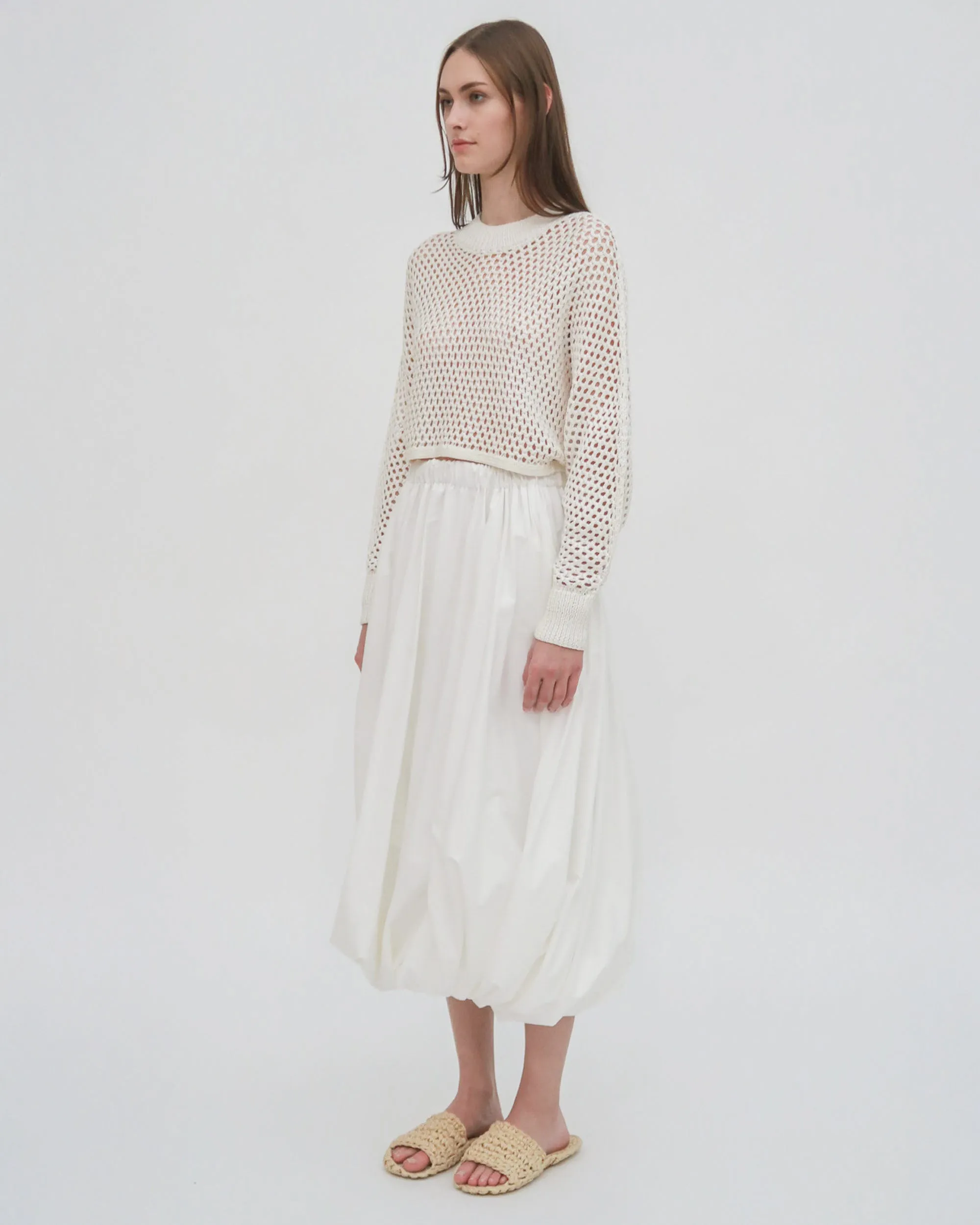 HAND KNIT MESH DOLMAN PULLOVER