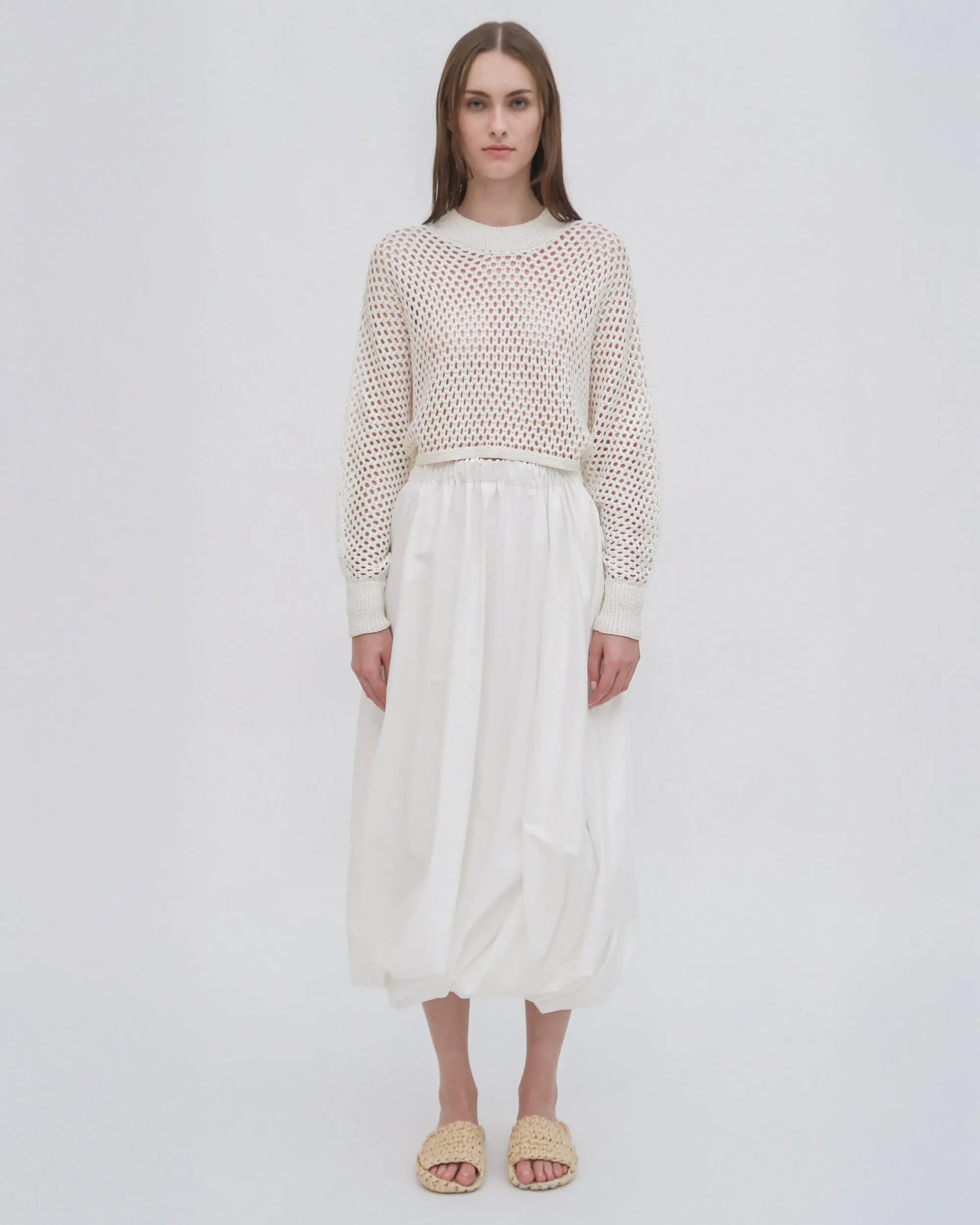 HAND KNIT MESH DOLMAN PULLOVER