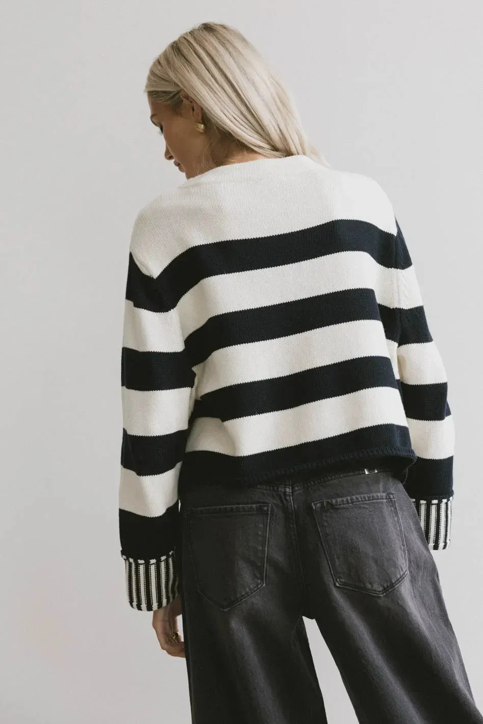 Helena Striped Sweater in Black