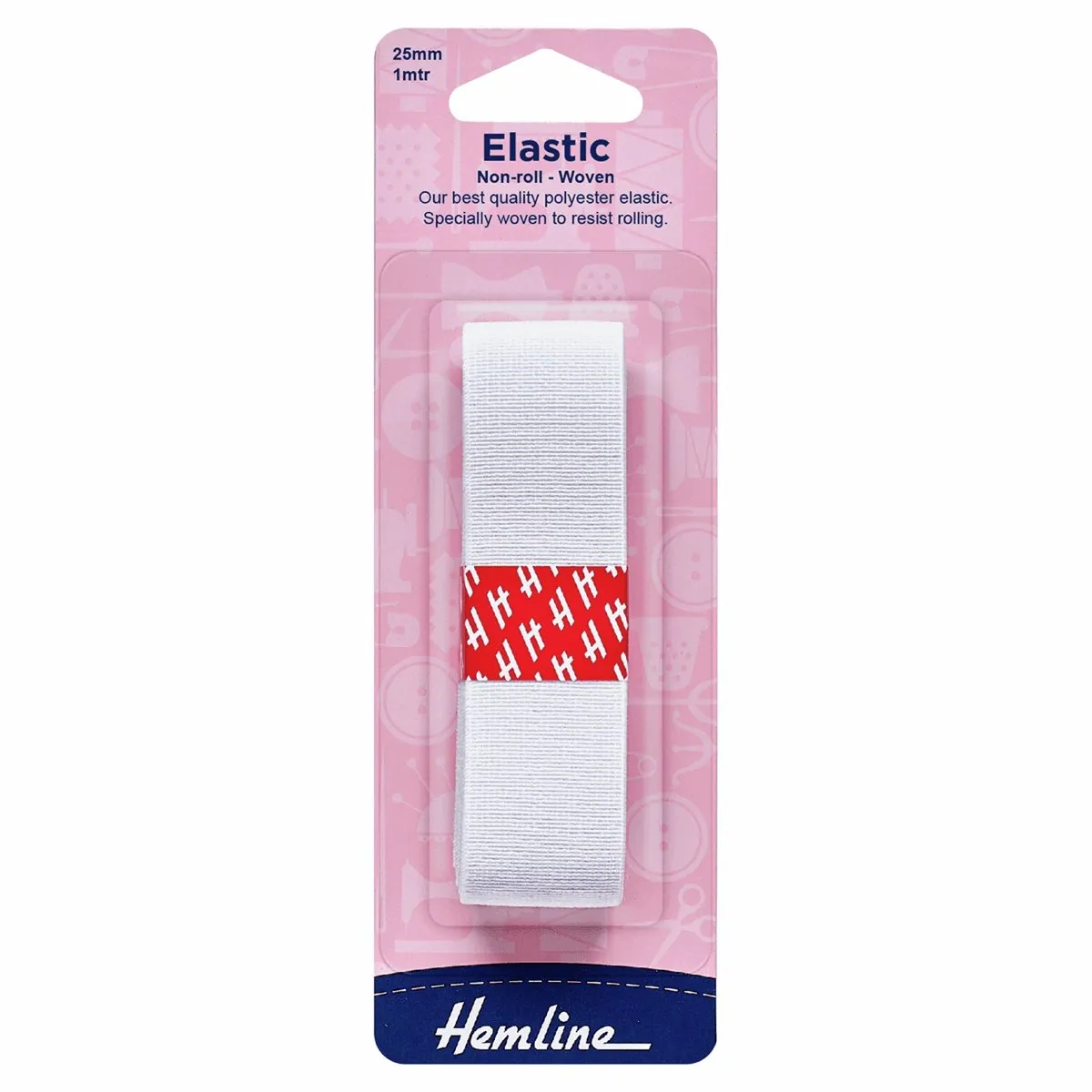 Hemline Woven Non Roll Elastic - 25mm - White