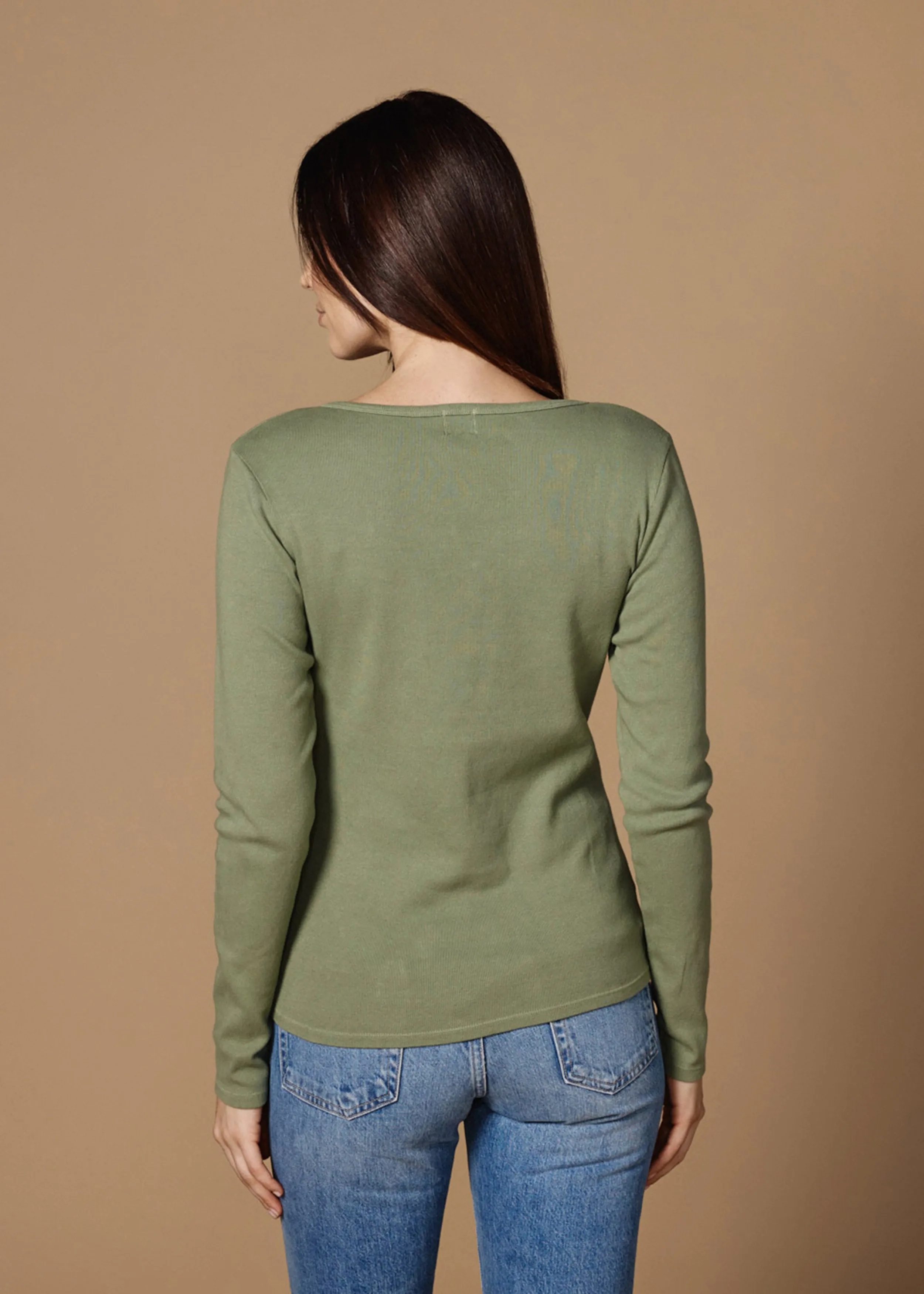 Henley Long Sleeve || Vintage Green