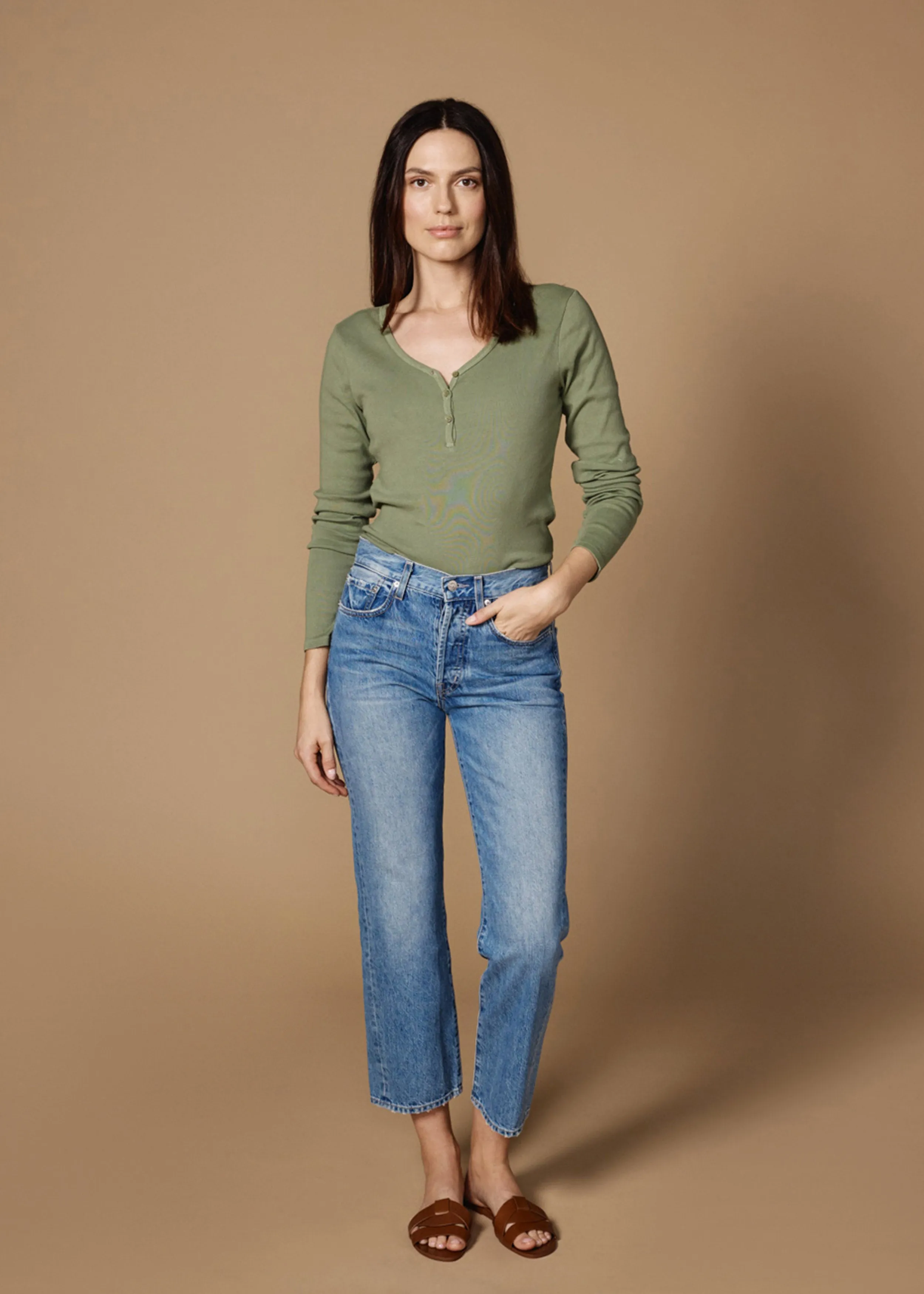 Henley Long Sleeve || Vintage Green