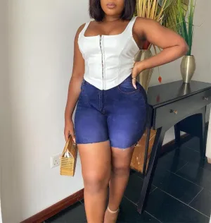 High Waist Slim Denim Shorts