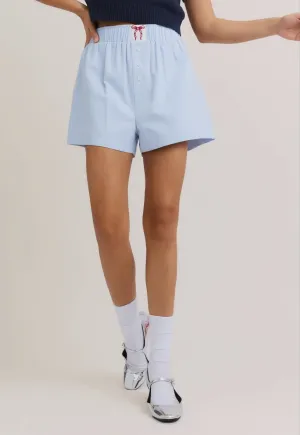 High Waisted Boxy Shorts - Light Blue