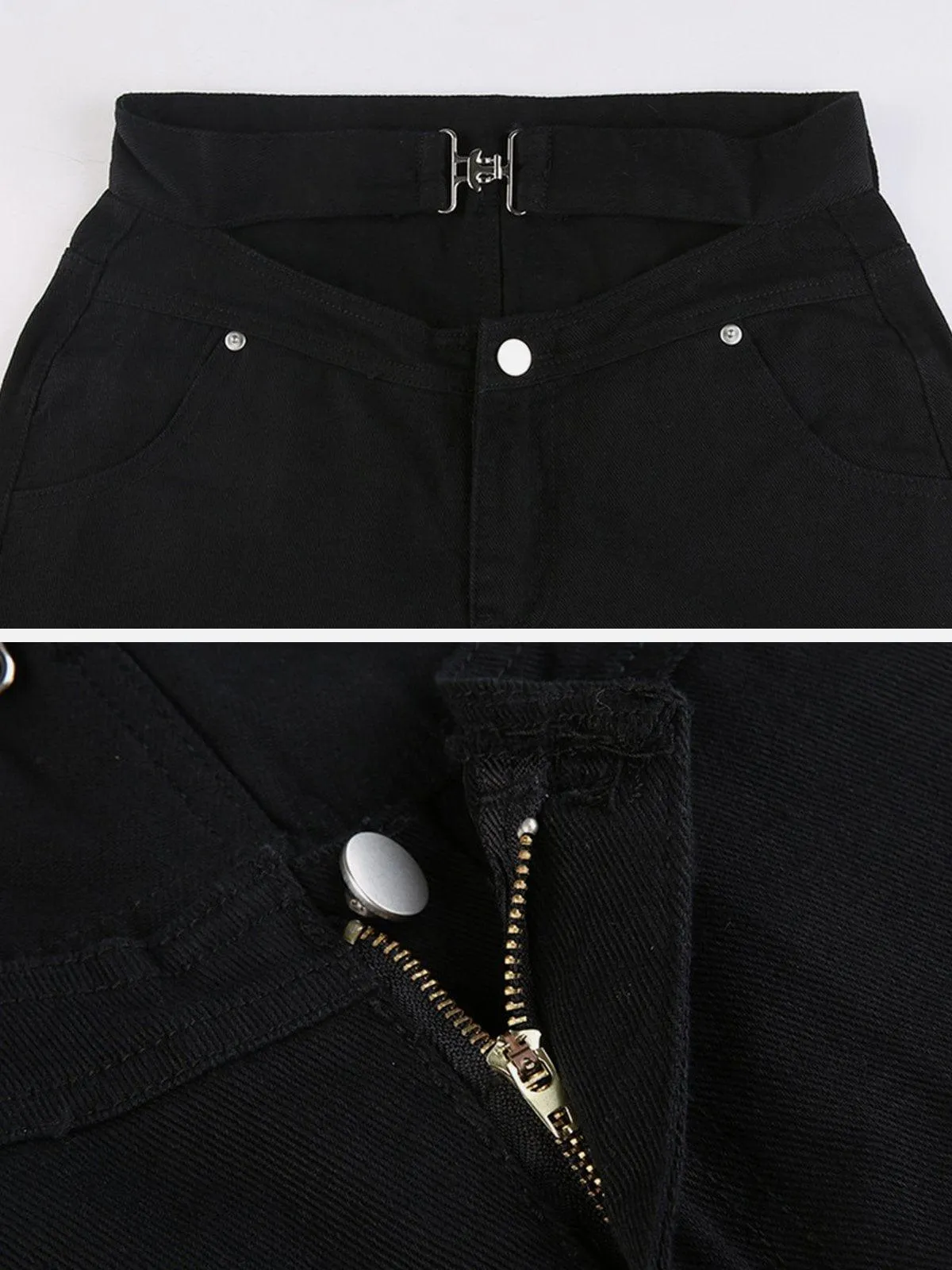 Hollowout Metal Buckle Cargo Pants