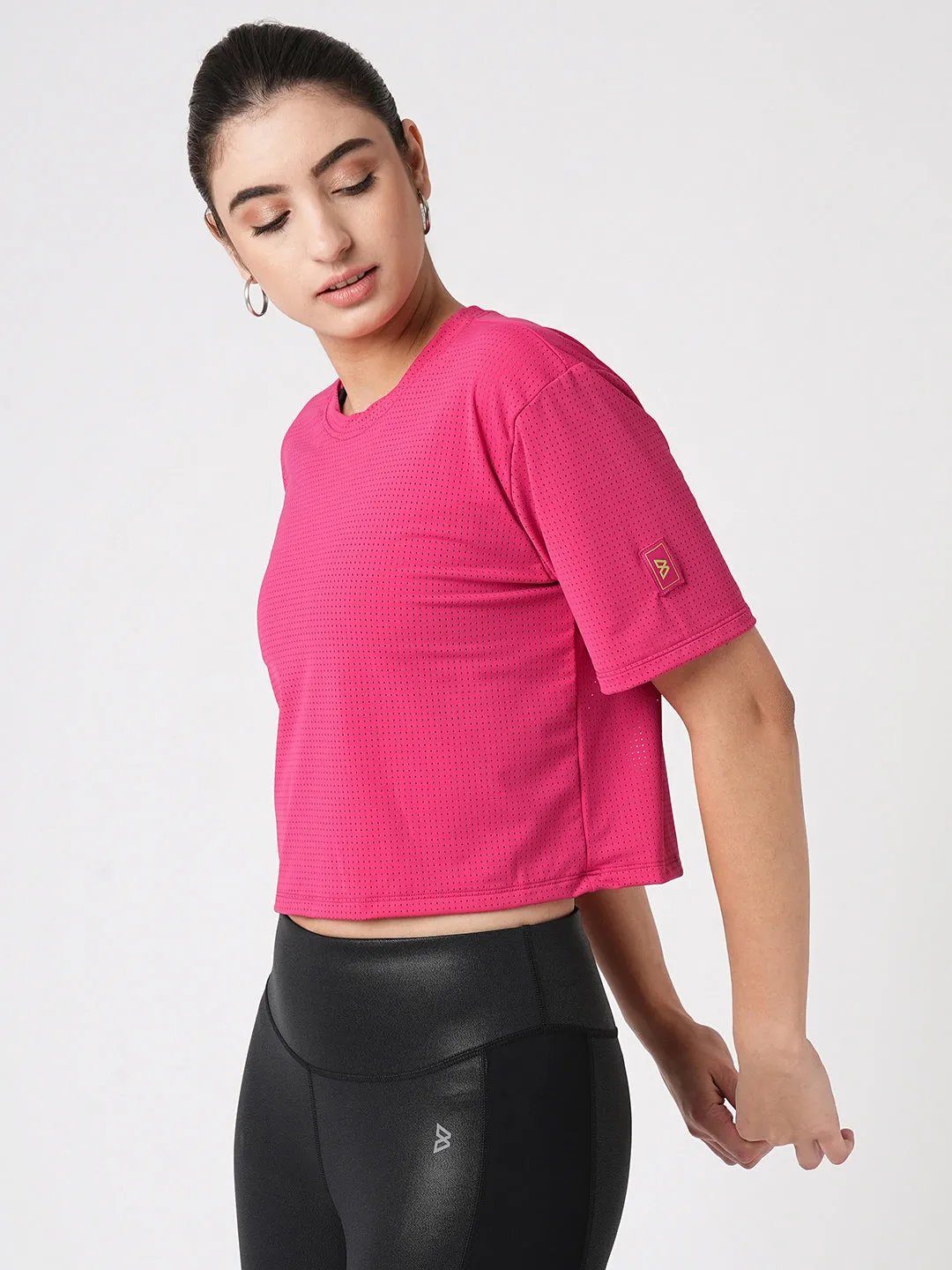 Hot Pink Boxy Mesh Tee