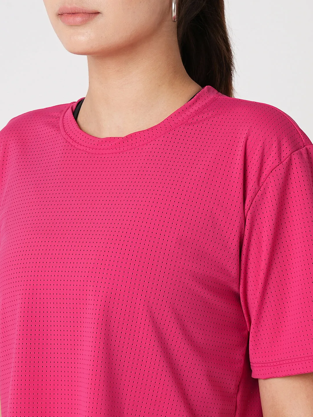Hot Pink Boxy Mesh Tee