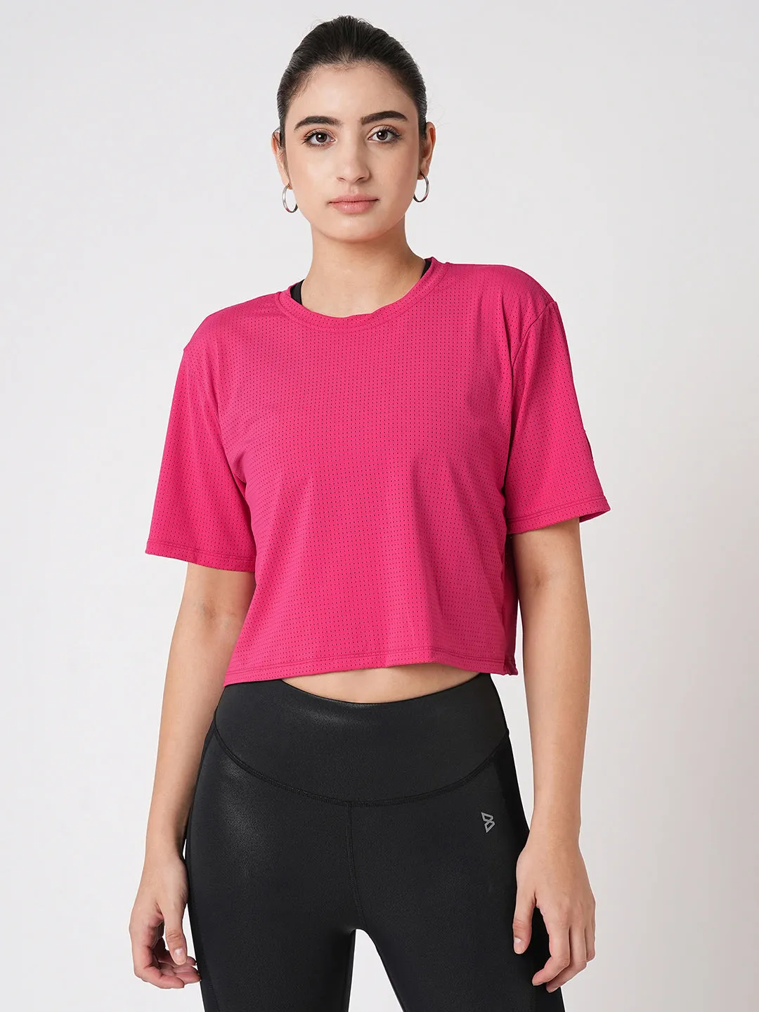 Hot Pink Boxy Mesh Tee