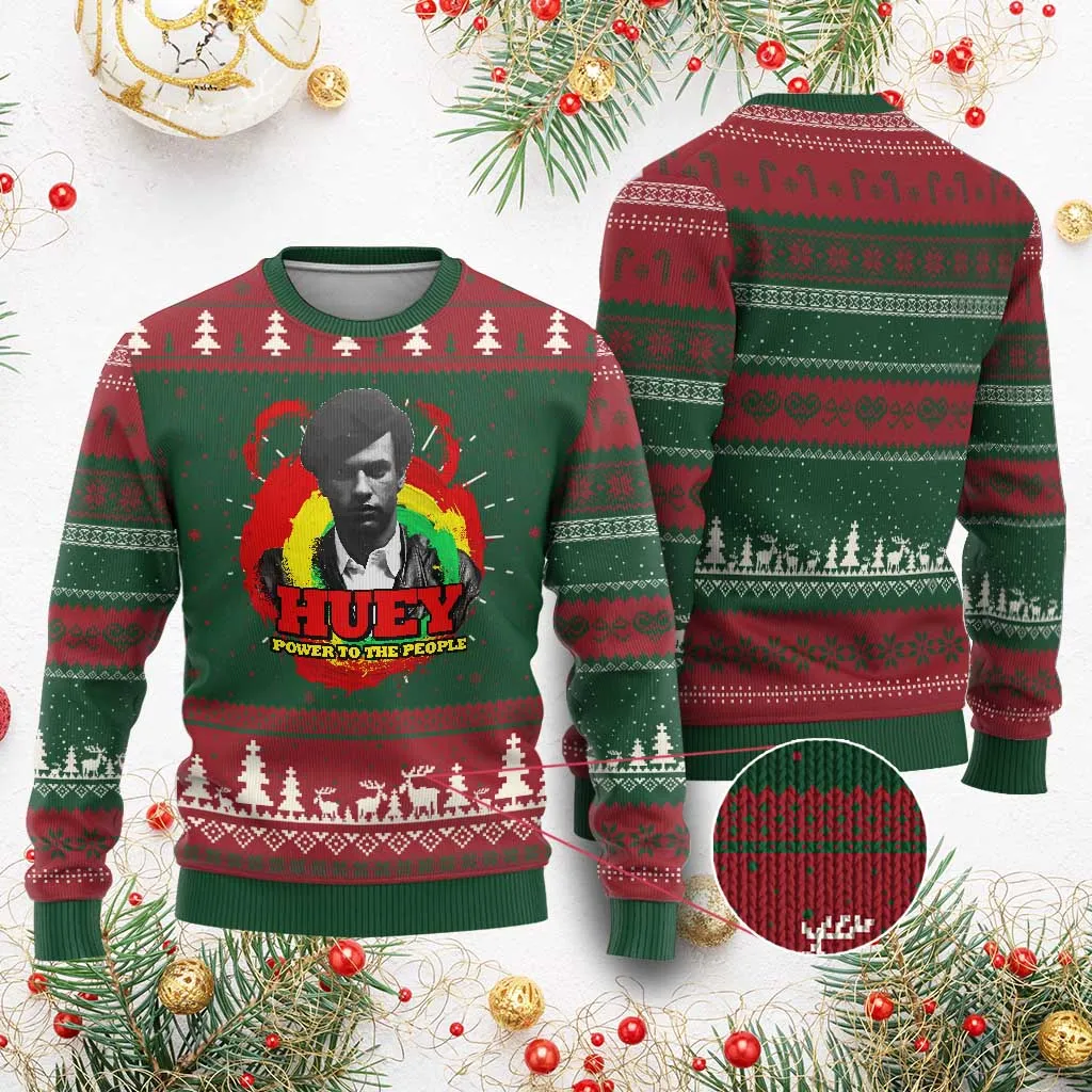 Huey P Newton Ugly Christmas Sweater Power To The People Black History TS11