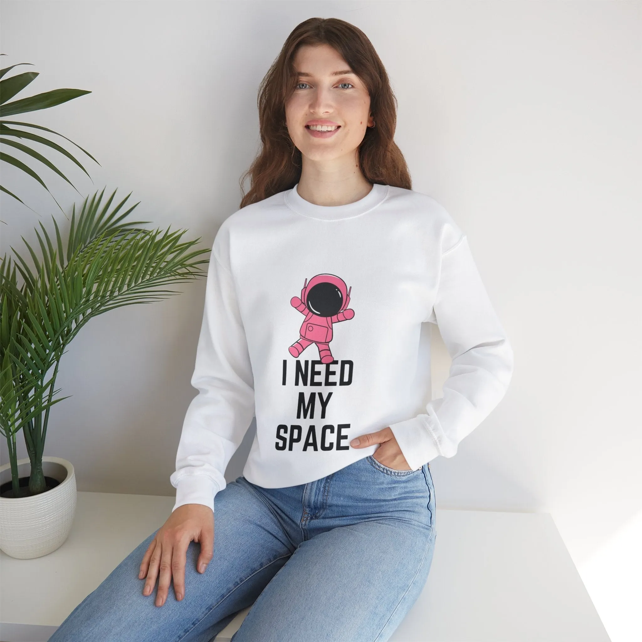 I Need My Space Astronaut Unisex Heavy Blend™ Crewneck Sweatshirt Sizes SM-5XL | Plus Size Available