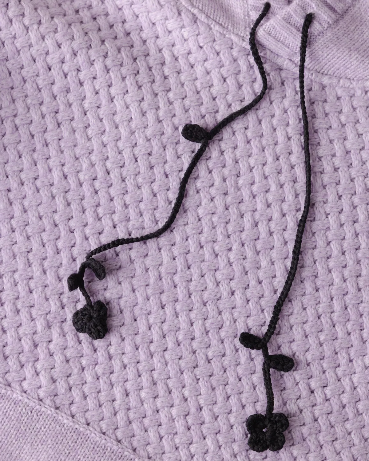 Žilvinas: Lilac Merino Wool Hoodie With Oat Milk Flower