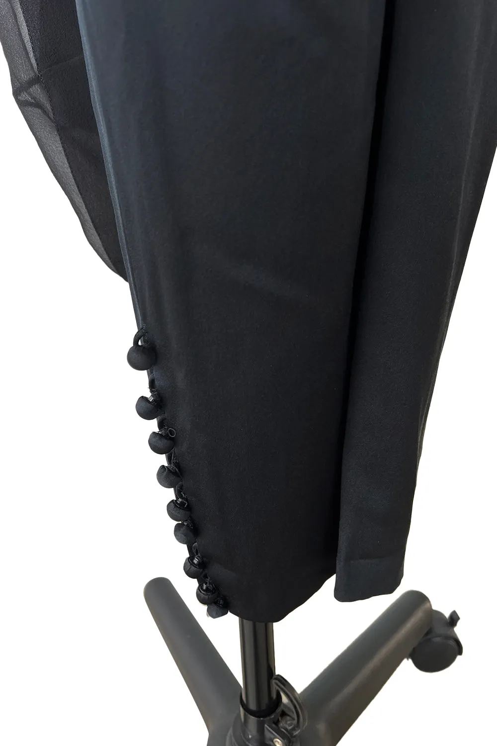 Incredible 1990s Chanel by Karl Lagerfeld Silk & Silk Chiffon Jumpsuit w Camellia Applique Overskirt