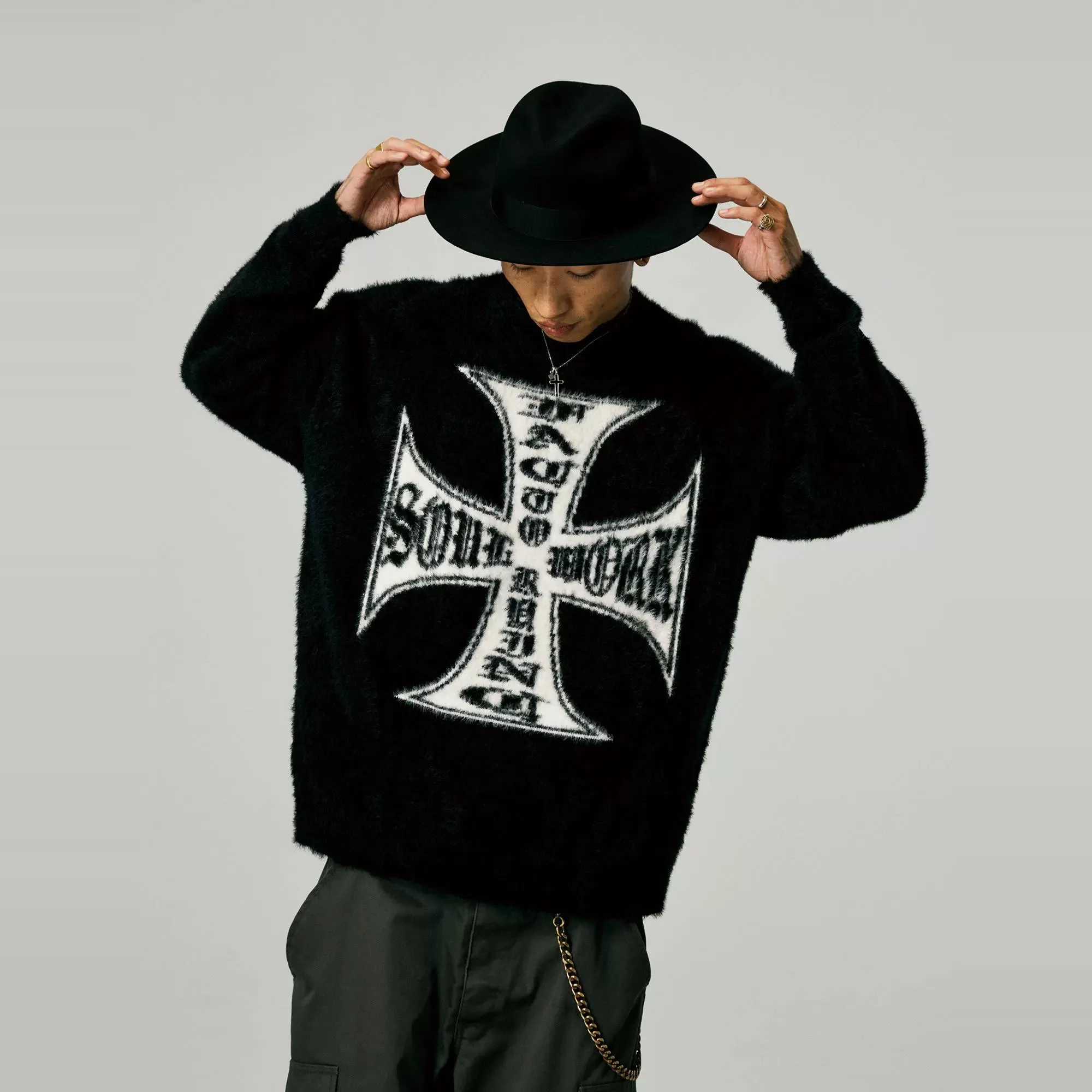 Iron Cross Fuzzy Sweater