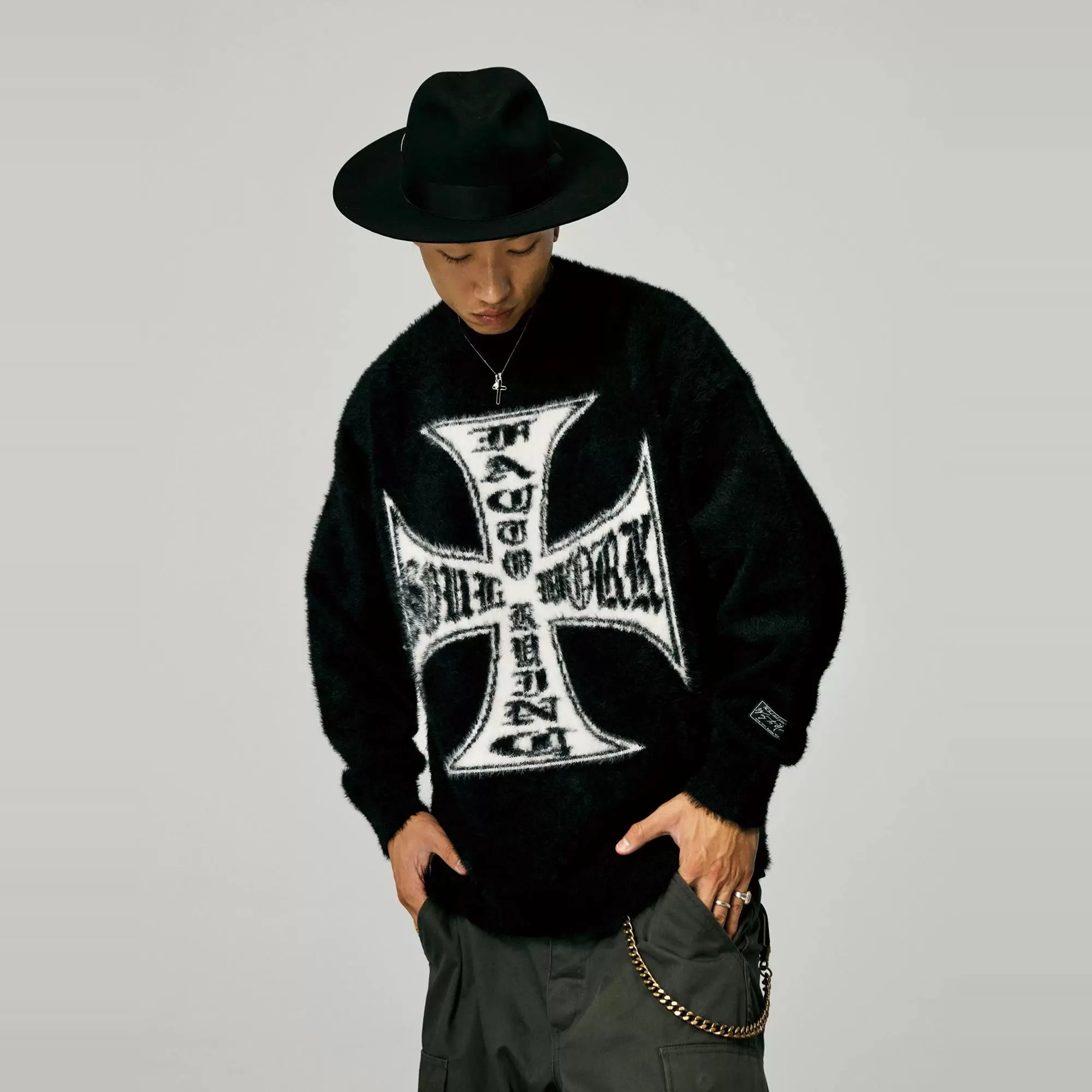 Iron Cross Fuzzy Sweater