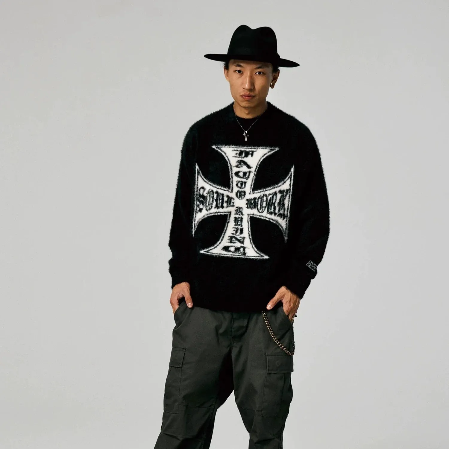 Iron Cross Fuzzy Sweater