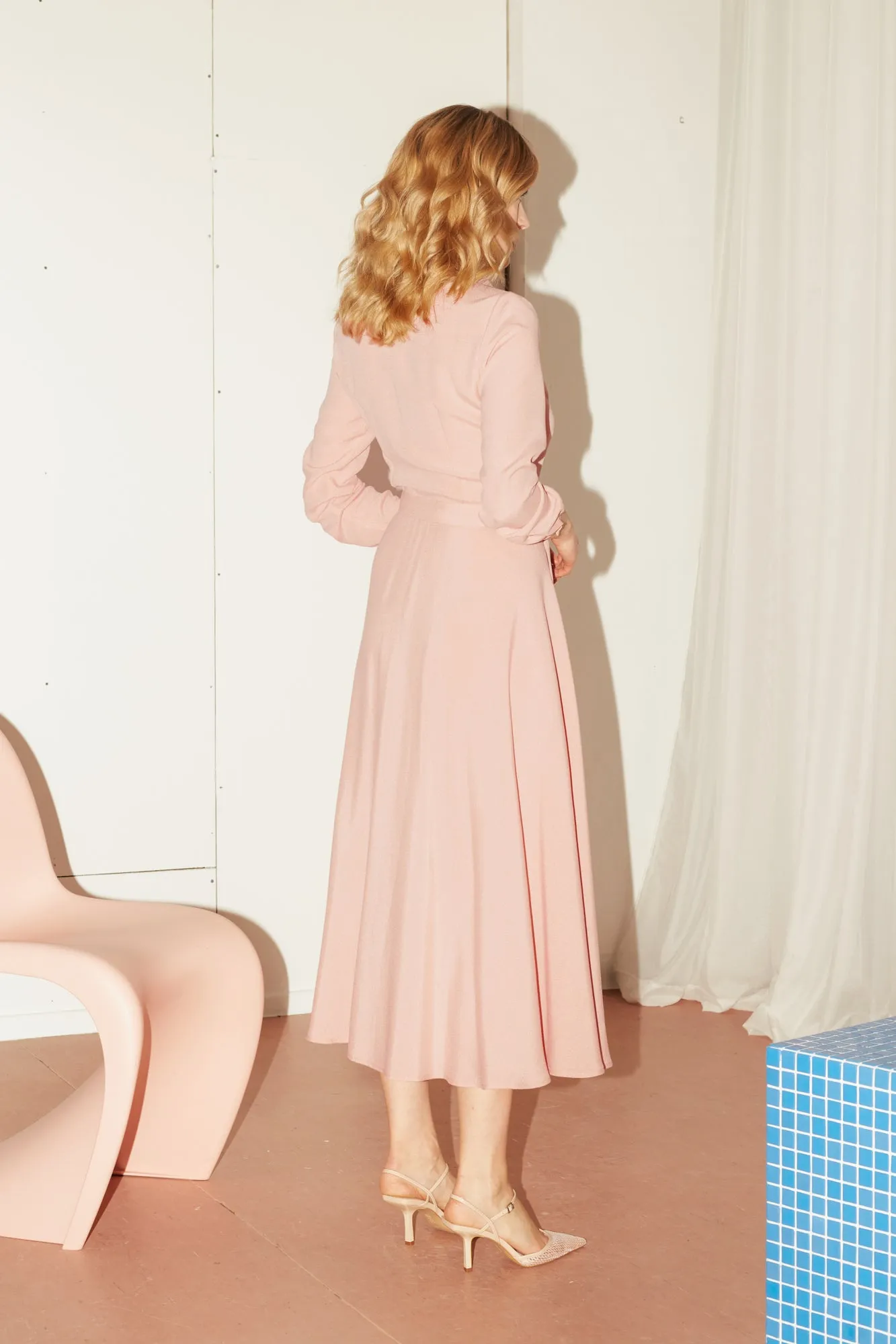 ITANA pastel pink midi shirt dress