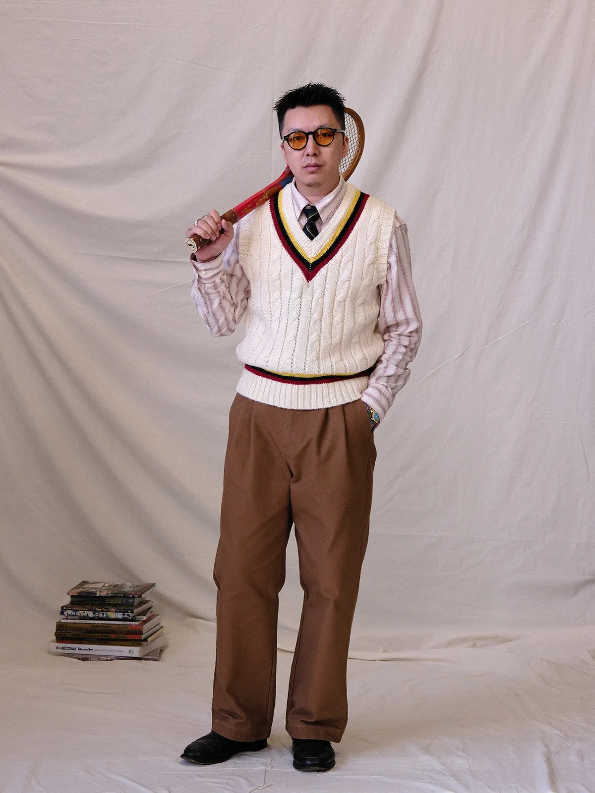Ivy League Cable Knit Sweater Vest