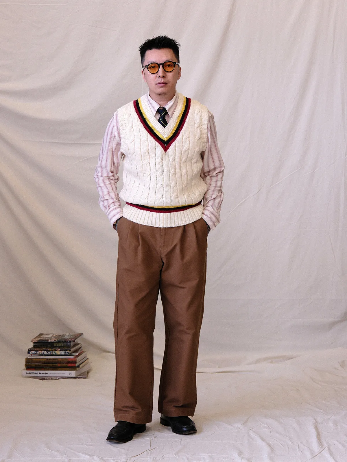 Ivy League Cable Knit Sweater Vest