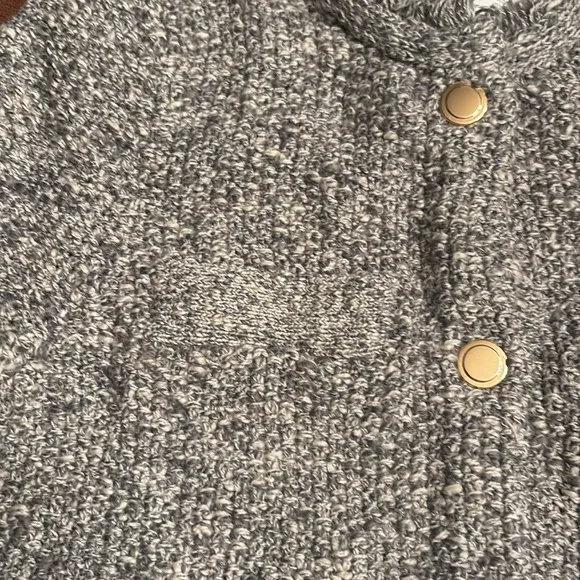 J. Crew Women’s Cropped fringe-trim lady jacket in marled yarn gray Size XXS NWT