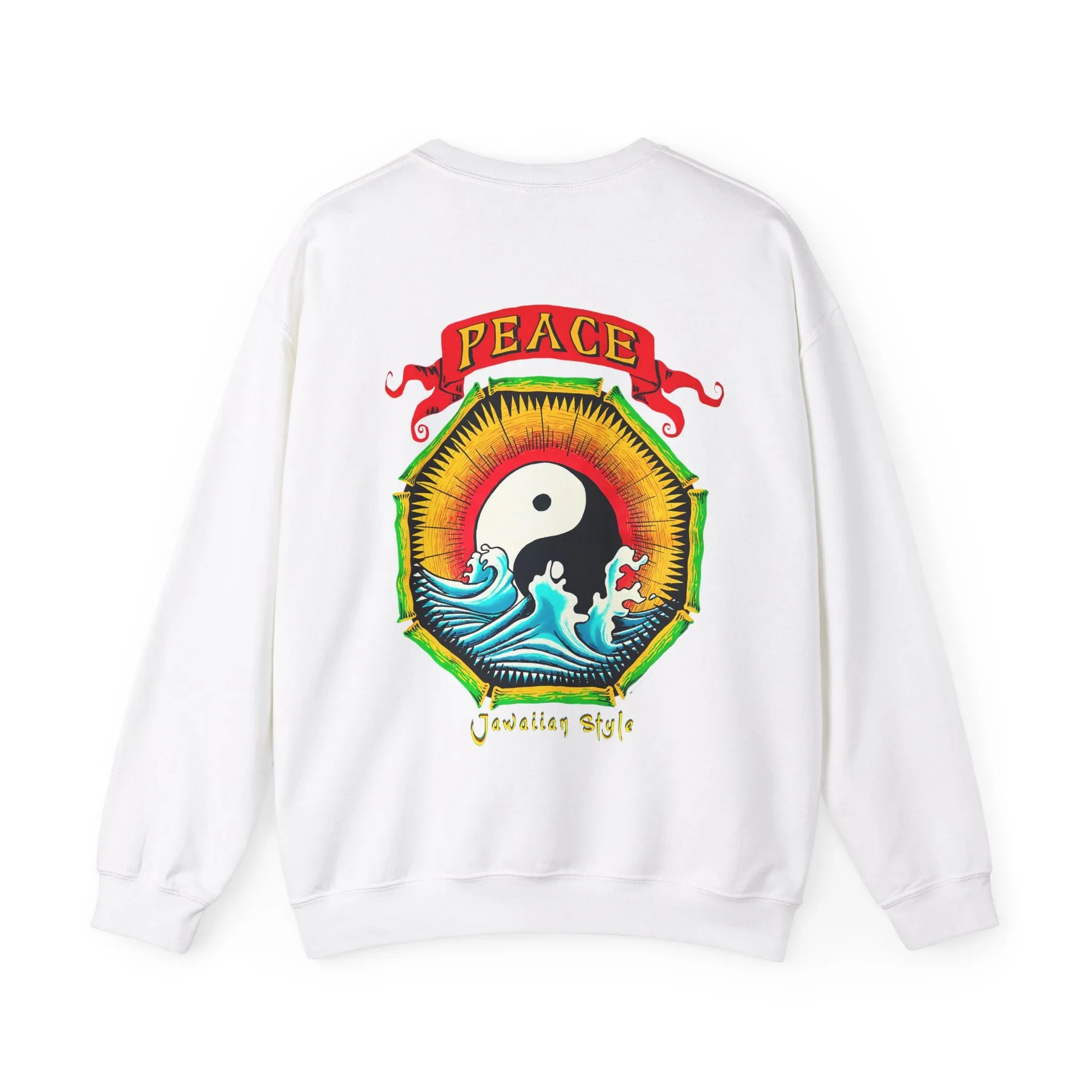 Jawaiian Strength Peace Jawaiian Style Vintage Design 90s New Print Unisex Heavy Blend™ Crewneck Sweatshirt