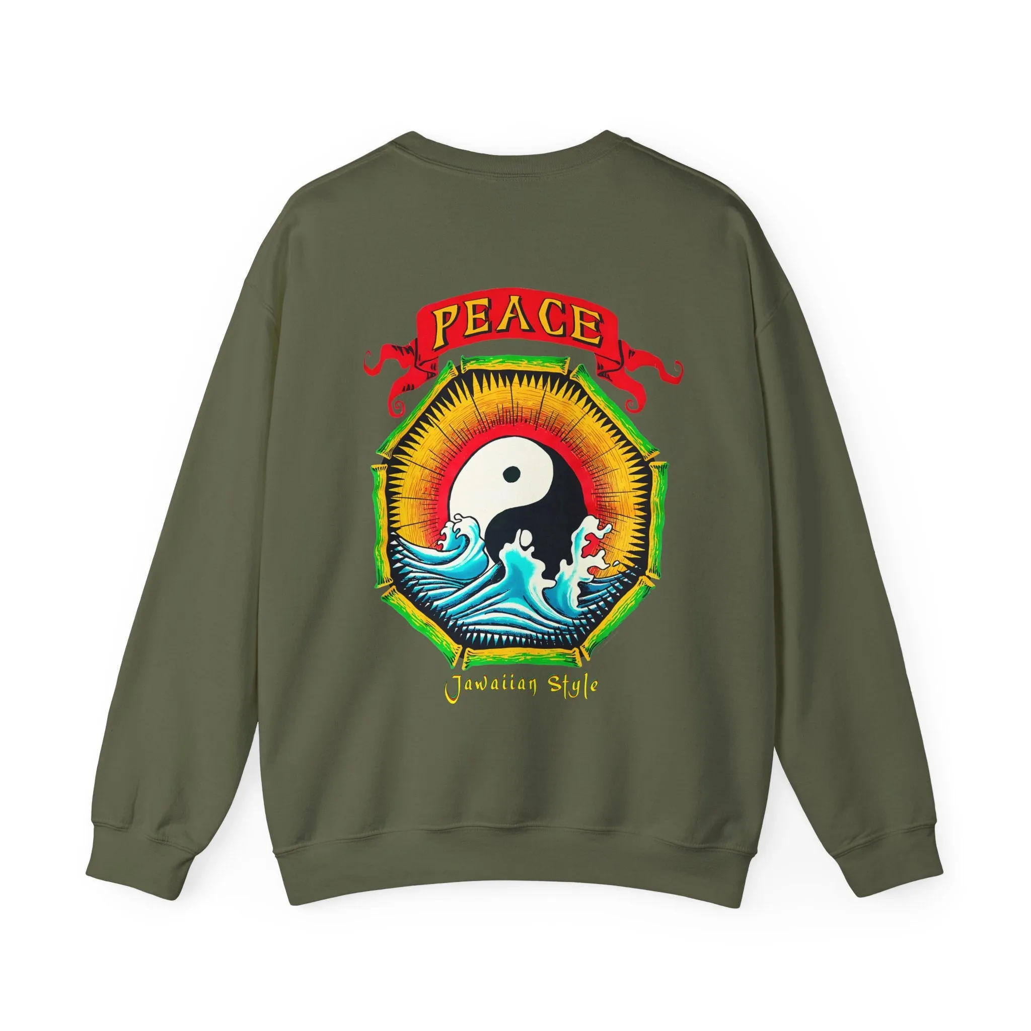Jawaiian Strength Peace Jawaiian Style Vintage Design 90s New Print Unisex Heavy Blend™ Crewneck Sweatshirt