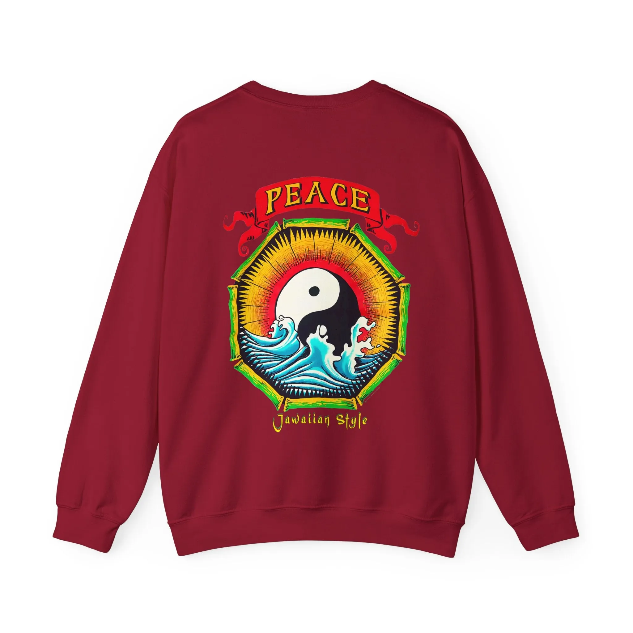 Jawaiian Strength Peace Jawaiian Style Vintage Design 90s New Print Unisex Heavy Blend™ Crewneck Sweatshirt