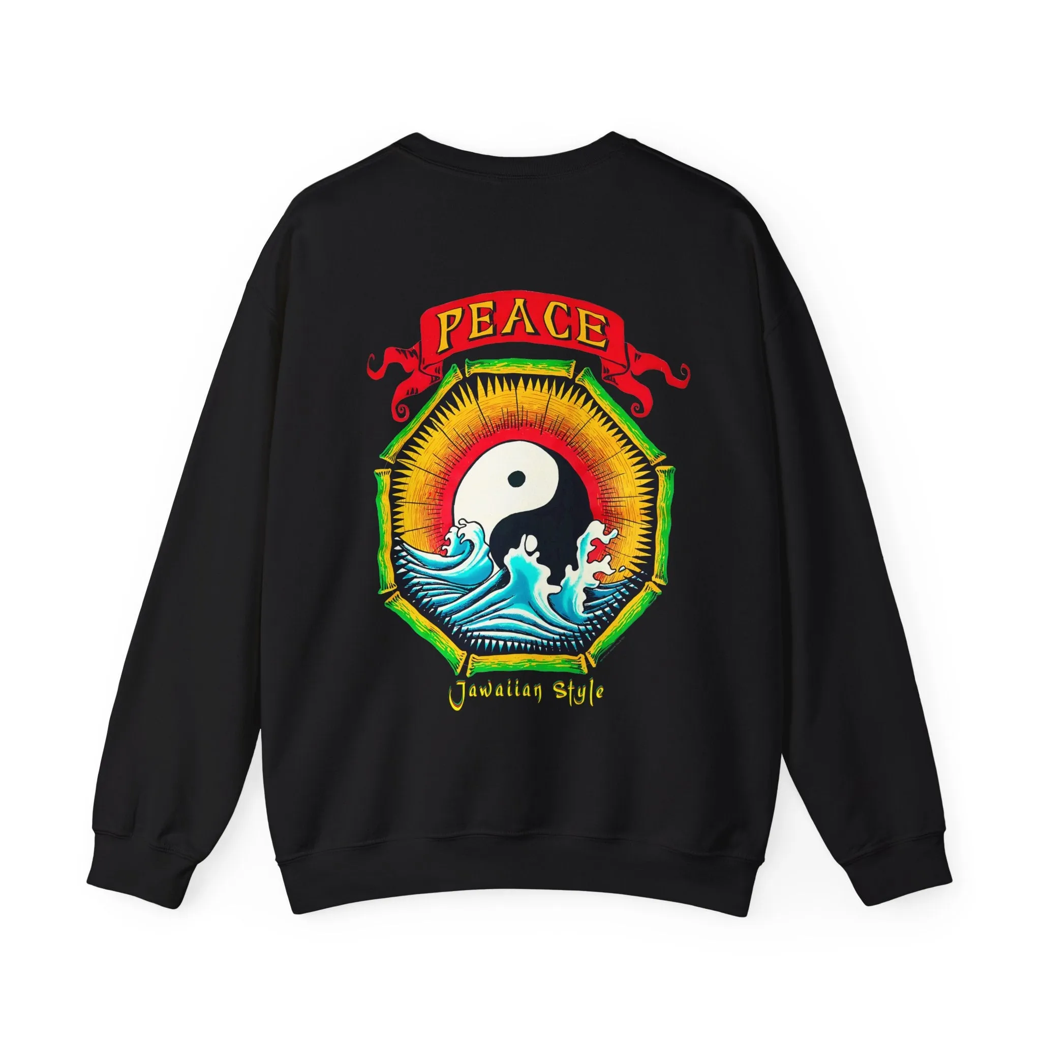 Jawaiian Strength Peace Jawaiian Style Vintage Design 90s New Print Unisex Heavy Blend™ Crewneck Sweatshirt