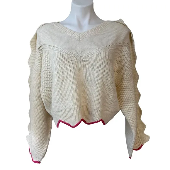 J.Ing Finnegan White Knit Pullover