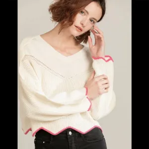 J.Ing Finnegan White Knit Pullover