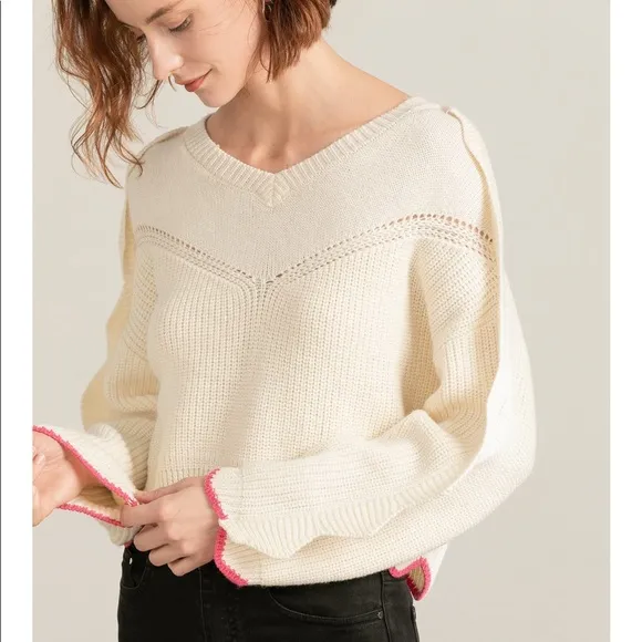 J.Ing Finnegan White Knit Pullover
