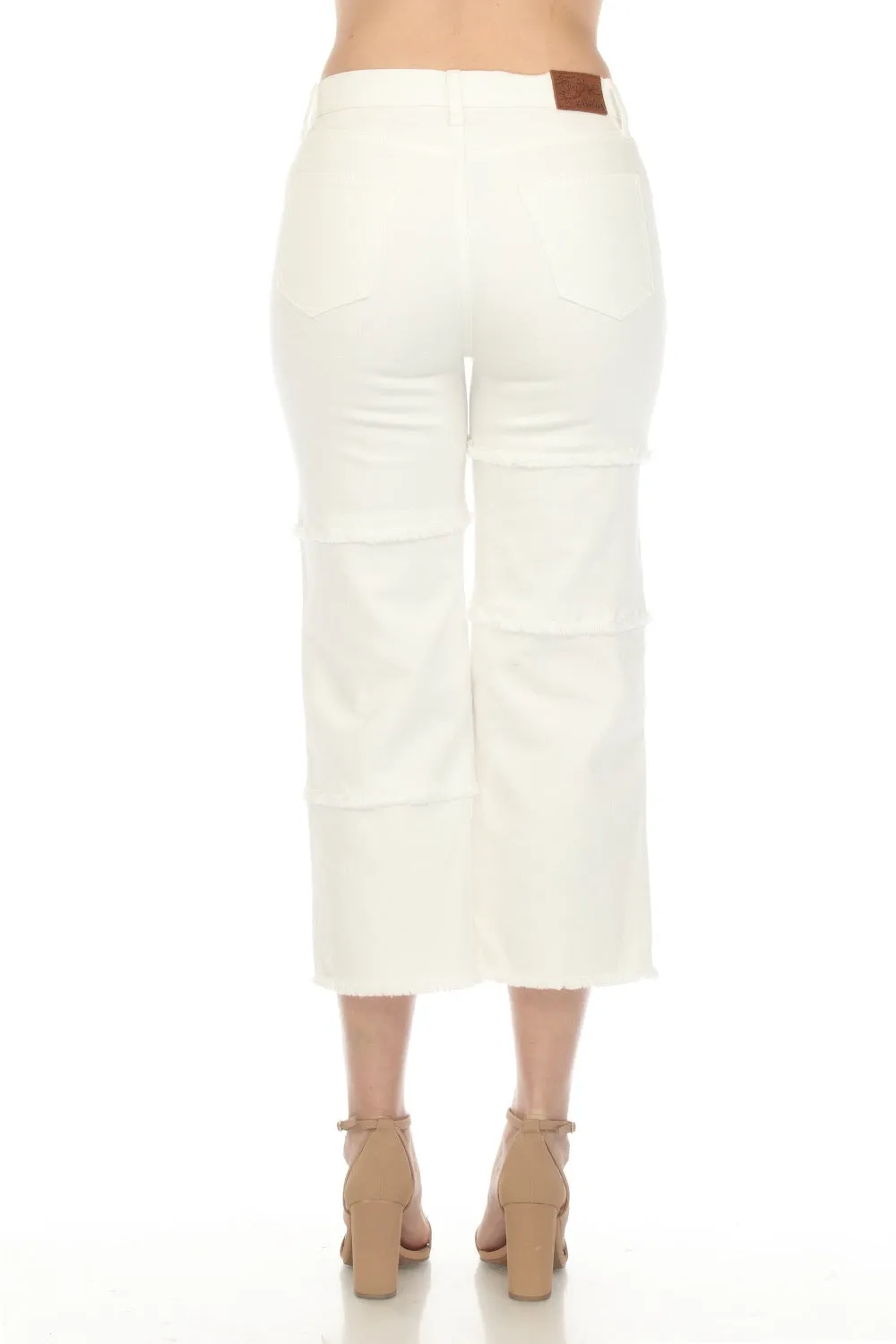 Johnny Was JWLA White Sevilla Cropped Wide Leg Denim Jeans Boho Chic JWD1096