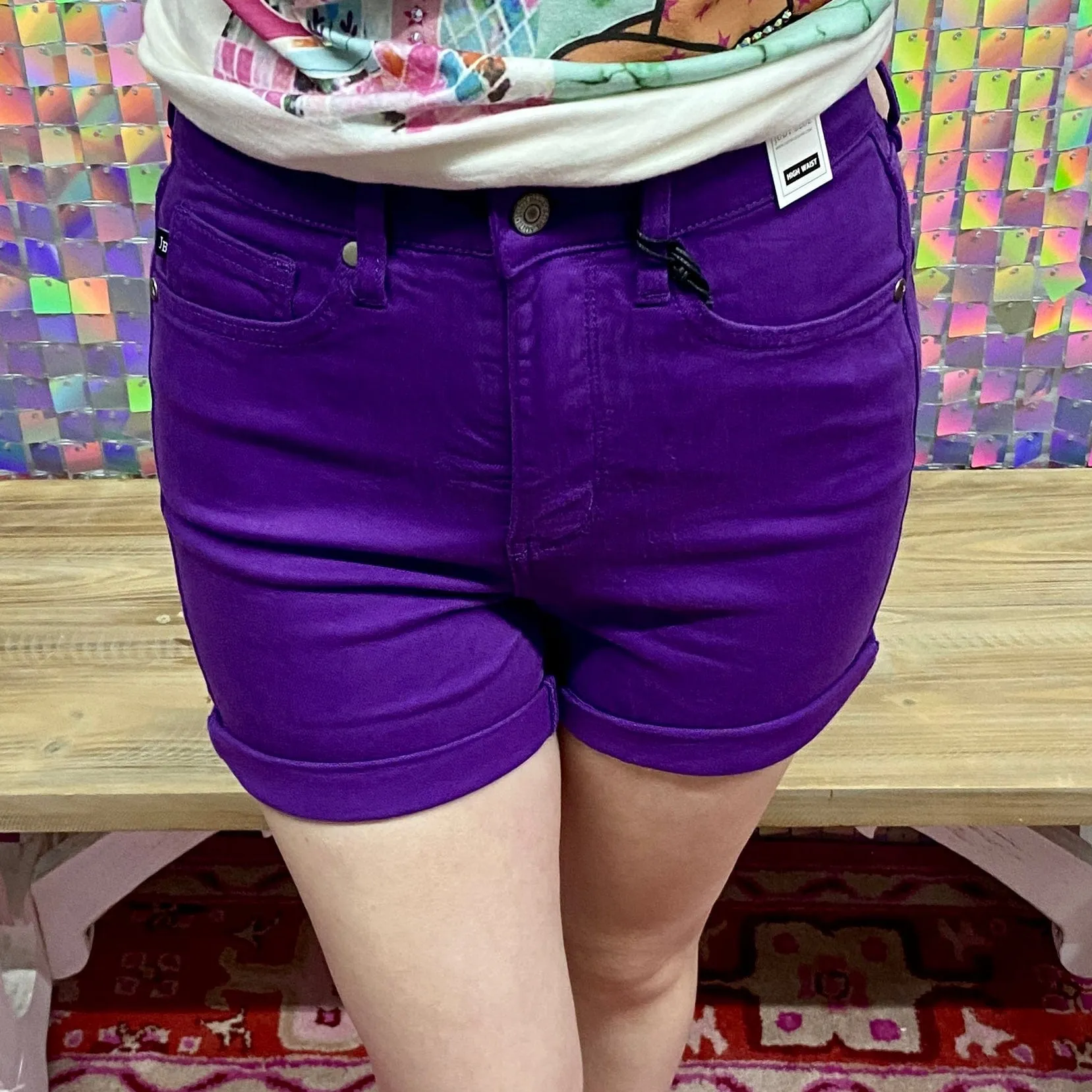 Judy Blue Tummy Control Shorts - Purple