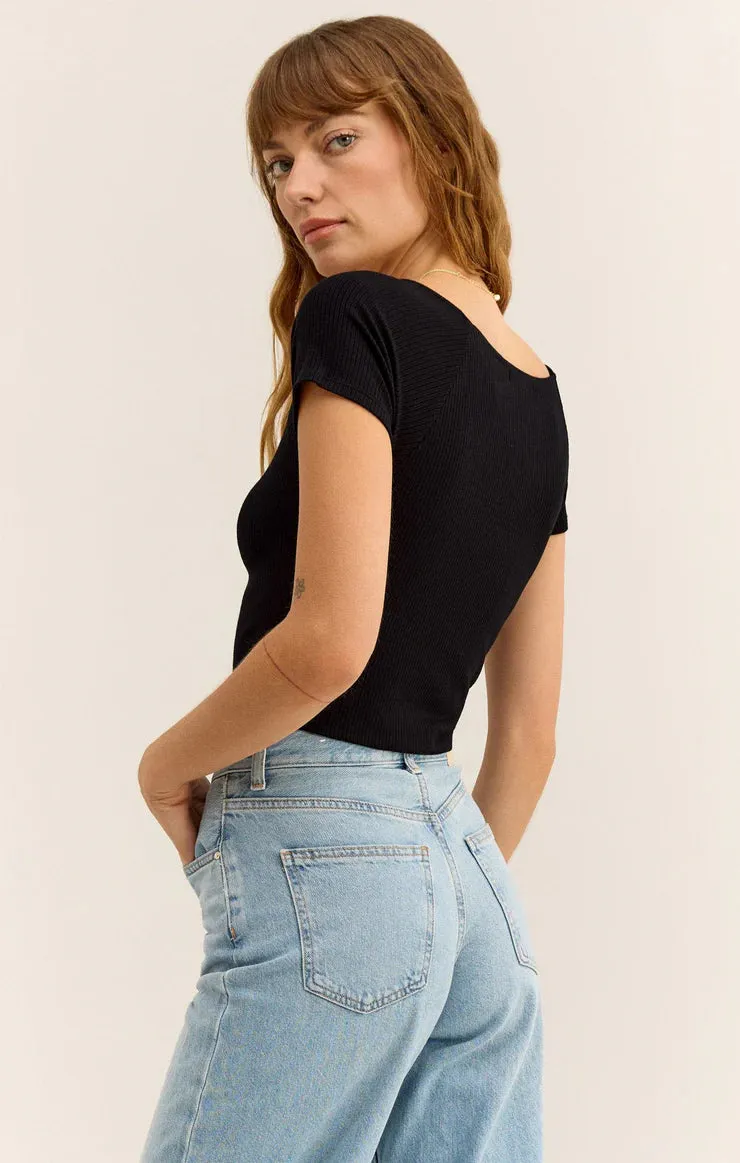 Kallen Rib Top-Black