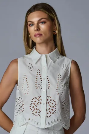 Katja Top Eyelet White