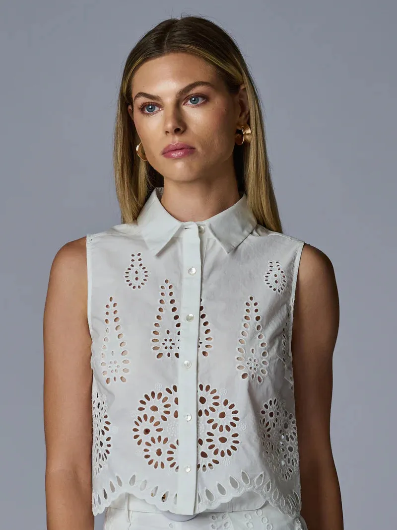Katja Top Eyelet White