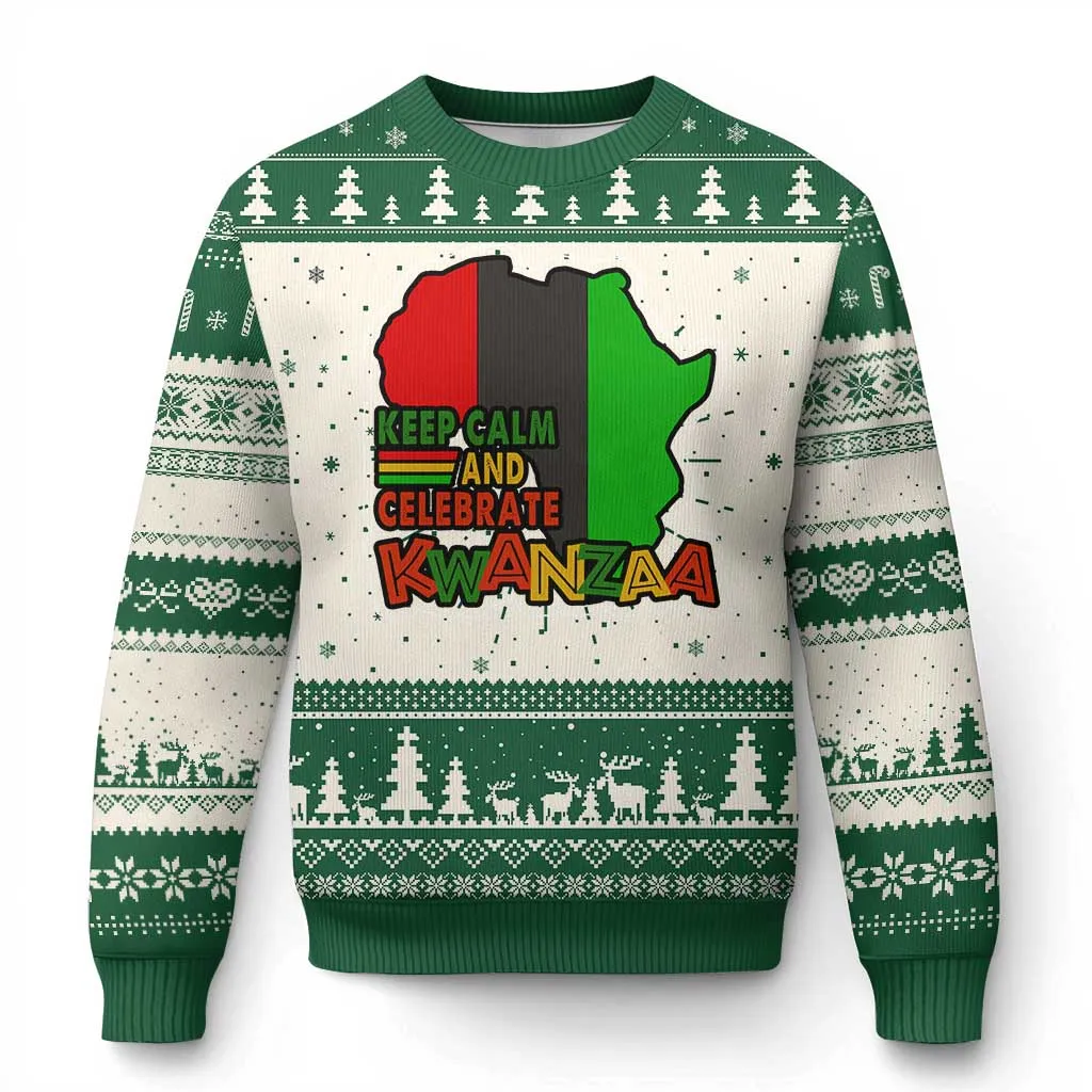 Keep Calm And Celebrate Kwanzaa Ugly Christmas Sweater African American Xmas Black Holiday TS11
