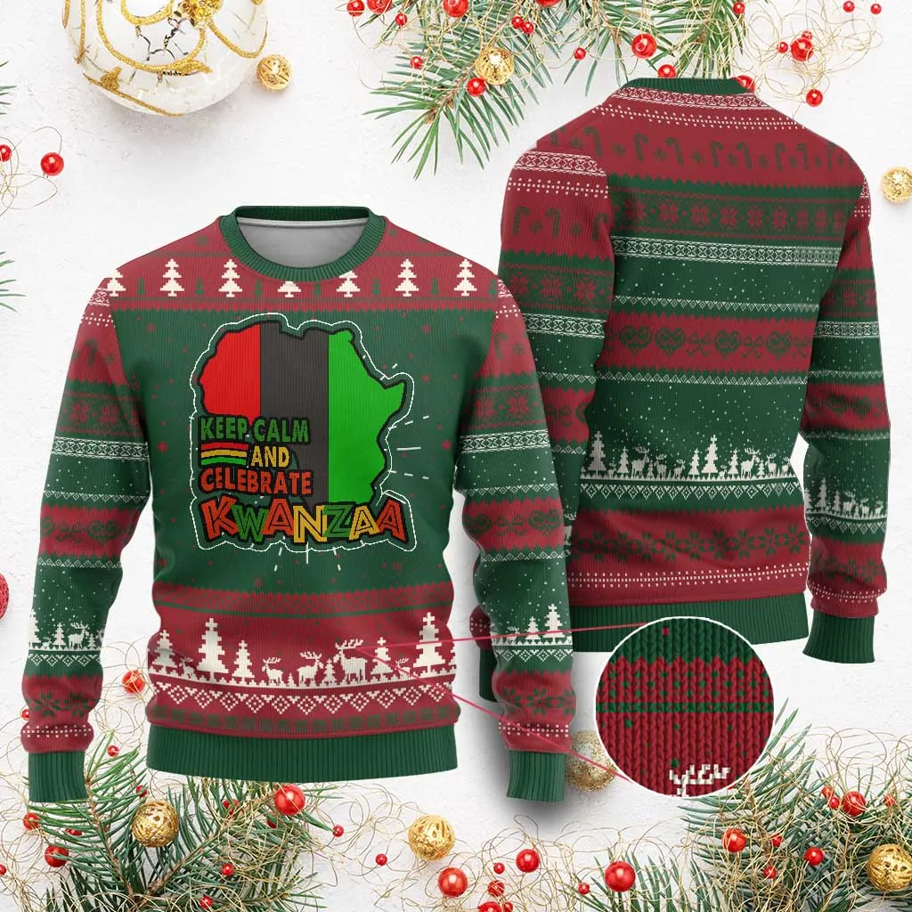 Keep Calm And Celebrate Kwanzaa Ugly Christmas Sweater African American Xmas Black Holiday TS11